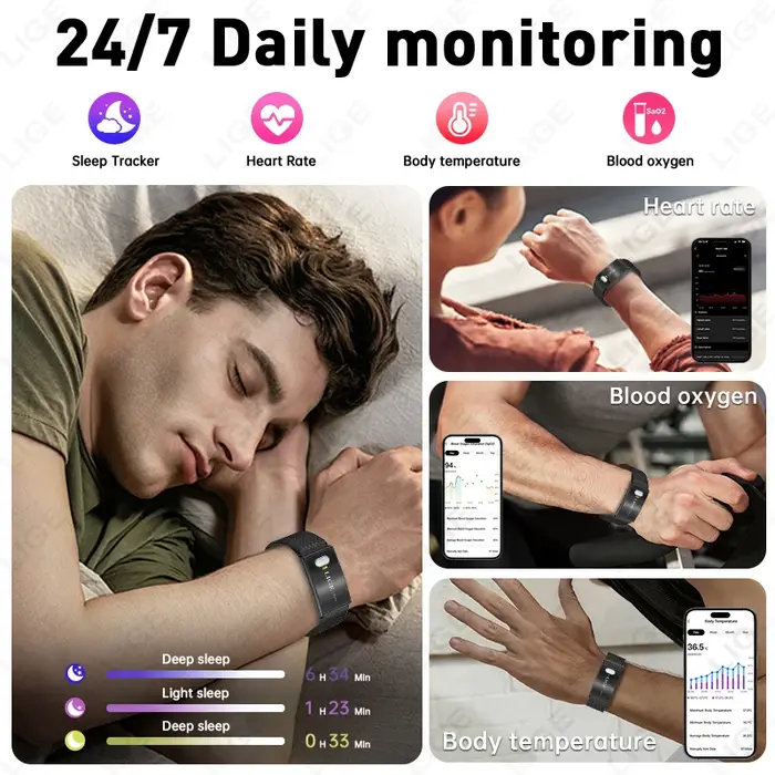 Nouveau Bracelet Connecté ECG 2026 avec Moniteur de Fréquence Cardiaque 24h/24