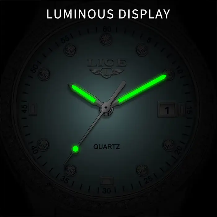 LIGE 2025 montre pour femme de luxe lumineux en acier inoxydable horloge étanche