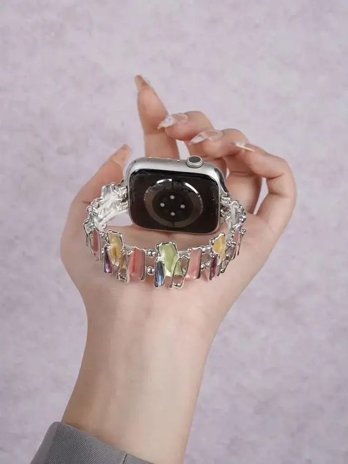 Bracelet élastique à maillons pour Apple Watch Series 11/10/9/8/7/6/5/4/3/2/1 SE 40mm 41mm 42mm 44mm 45mm 46mm 49mm