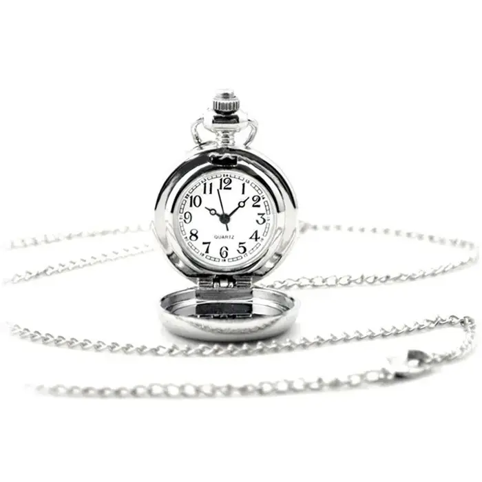 Couple modèles classique mode rétro Quartz petite argent Lotus bleu fleur montre de poche
