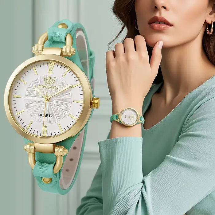 Montres vintage ultra-fines à bracelet en cuir pour femmes