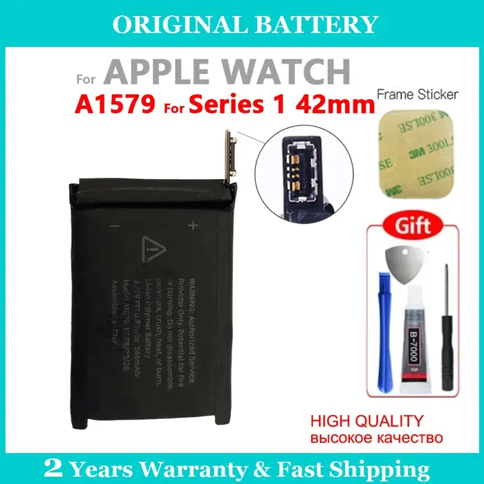 Batterie d'origine de remplacement pour Apple Watch série SE 1 2 3 4 5 6 7 8 iWatch S1 S2 S3 S4 S5 S6 S7 S8 GPS LTE 40/42/45MM Bateria