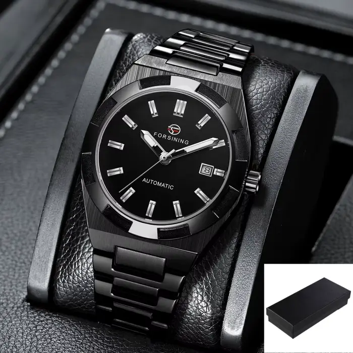 Nouveau noir hommes d'affaires Style classique décontracté automatique auto-vent montre mécanique br