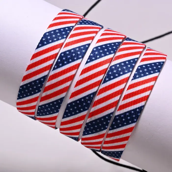 Bracelet en tissu tressé à la main avec drapeau national américain, tissage du jour de l'indépendanc