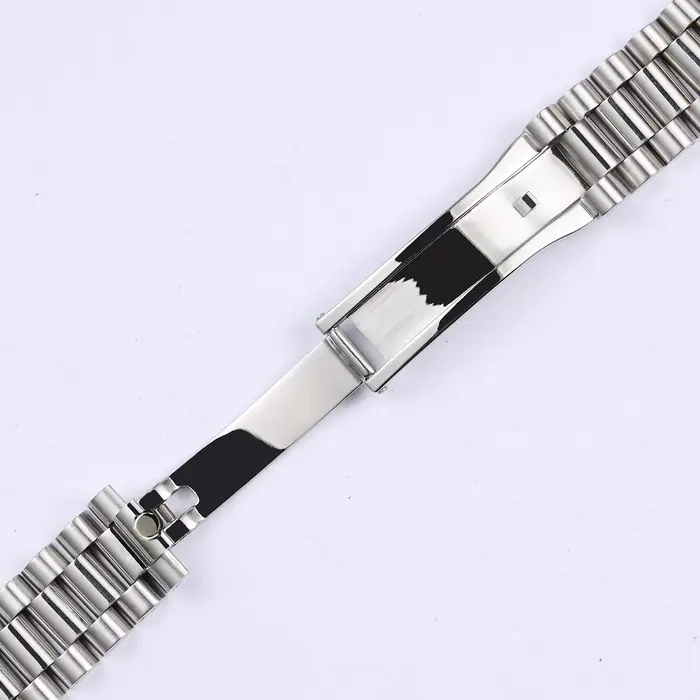 Bracelet de montre en acier inoxydable massif argenté et doré de 13