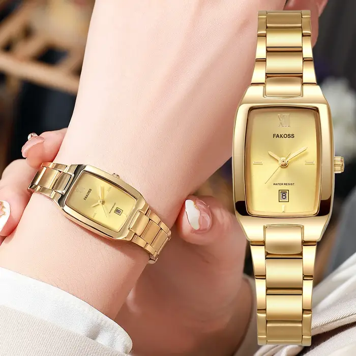 Montre dorée WWOOR pour femmes, montres de mode, montres-bracelets à quartz étanches pour femmes, bracelet élégant en acier inoxydable, montres pour femmes
