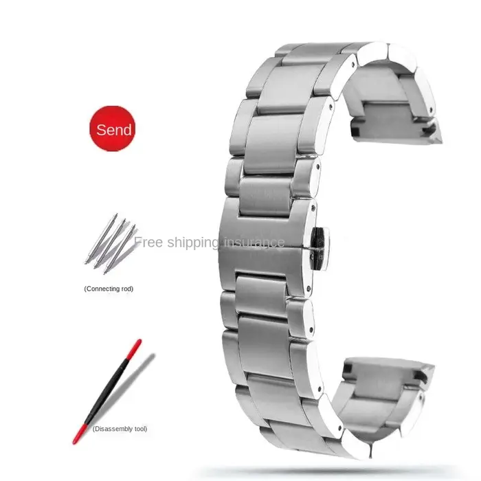 Bracelet de montre en acier à extrémité incurvée solide, bracelet de montre de précision, série Tiss