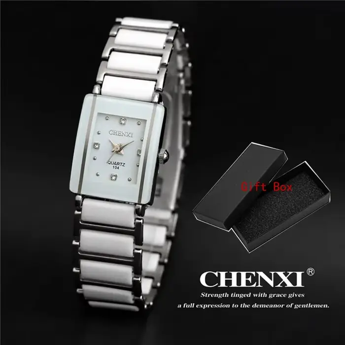 Mode Chenxi marque dame montre élégante céramique noire Simple minimalisme petit étroit Quartz décontracté femme strass montre-bracelet