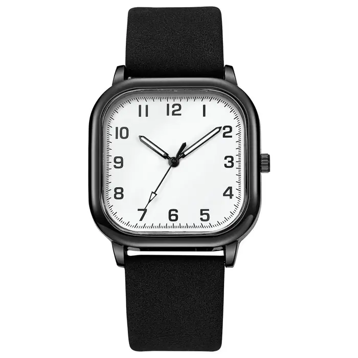 Mode hommes montres d'affaires Simple carré arabe montre à Quartz bracelet en cuir