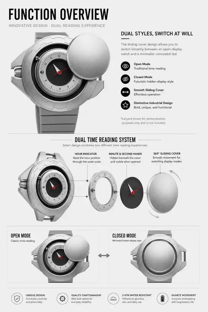 Série Gravity - Airship 360 ° Montre à quartz pour homme Rotating Gorman Watch DG0133