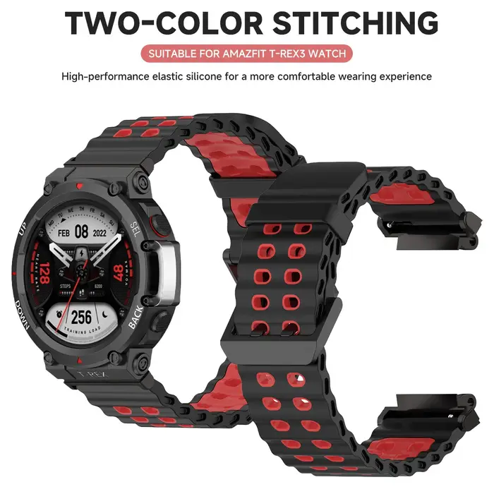 Bracelet marin pour montre Amazfit t-rex 3/2/bracelet en silicone élastique bicolore ultra
