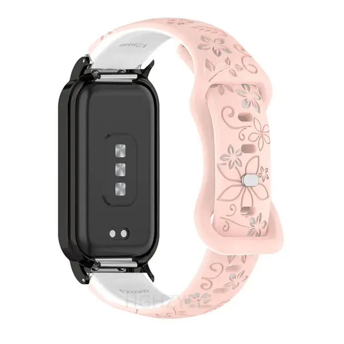 Bracelet gravé en Silicone pour femmes, fleur 3D, pour Xiaomi Band 9 Active/Redmi Band 3, montre int