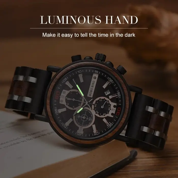 BOBO BIRD-Montre Militaire en Bois pour Homme