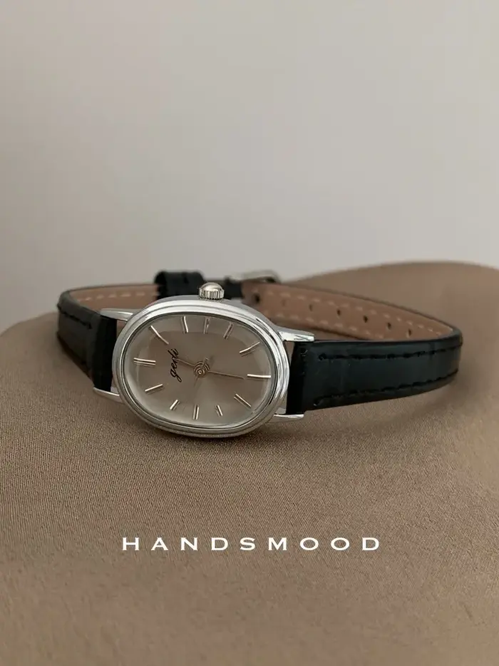 Montre pour femme Vintage montre à Quartz ovale gris argenté montre cadeau en cuir exquis montre pou