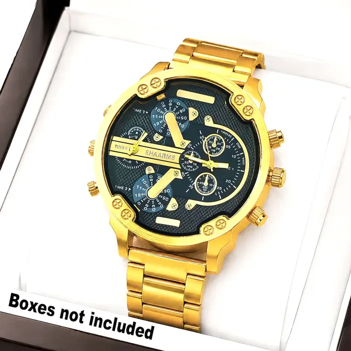Une élégante montre pour homme d'affaires de couleur or, dotée d'un bracelet en acier et d'un boîtie
