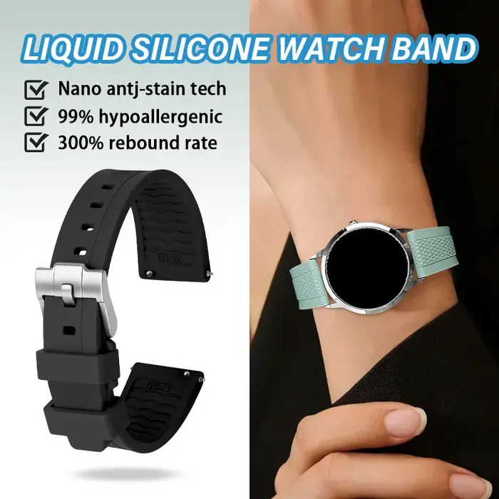 Nouveau bracelet de montre en silicone liquide 20/22 mm universel à libération rapide