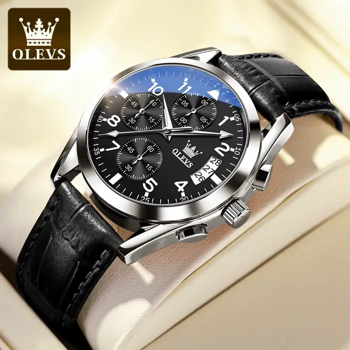 OLEVS 2878 montre d'aviateur pour hommes mode automatique mécanique étanche lumineux double affichage du calendrier Reloj Hombre