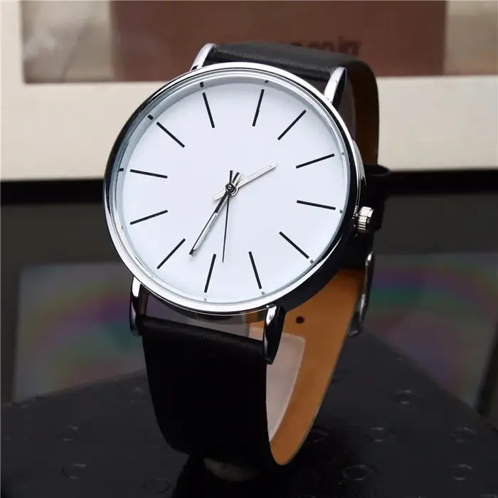 Relogio Masculino – montre-bracelet à Quartz en cuir pour hommes