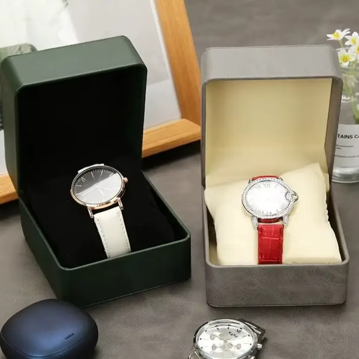 Boîte à montre simple en cuir de luxe (1-2 pièces) – Étui de rangement portable pour montres et bijoux pour homme – Idéal comme cadeau