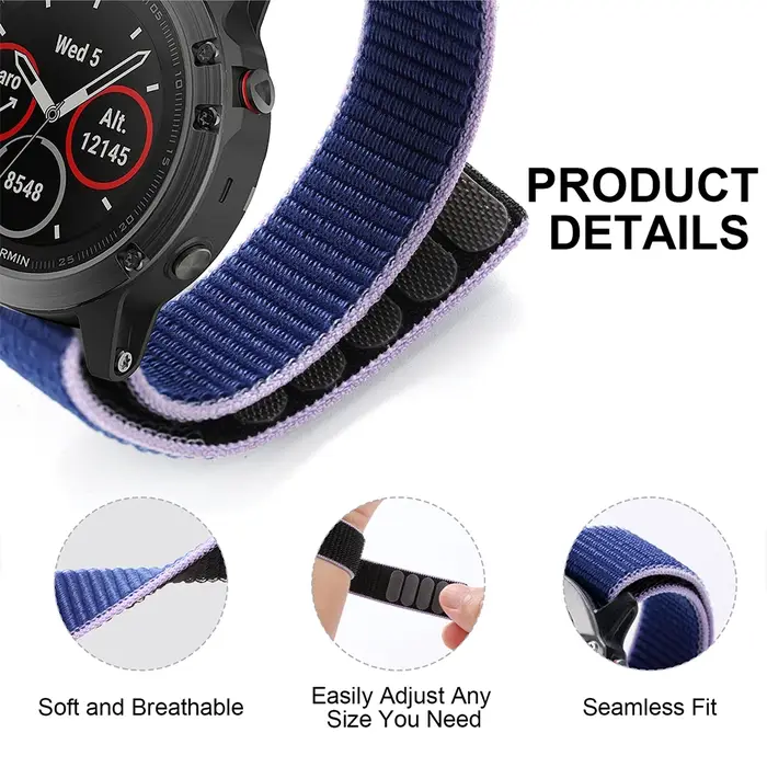 Bracelet de montre en Nylon à boucle à crochet pour Garmin Forerunner 965 955 Solar 945 935 745
