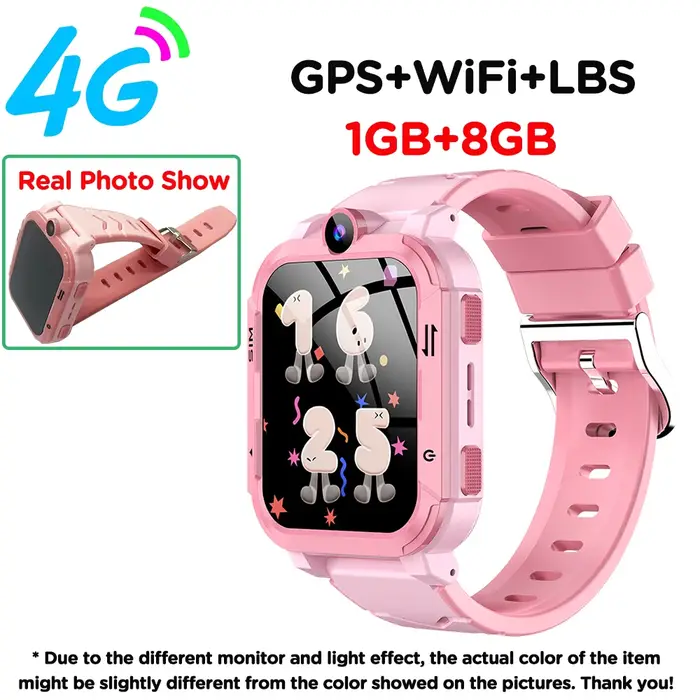 Montre connectée pour enfants 4G GPS WiFi, suivi de localisation, appel vidéo, appel SOS, moniteur,