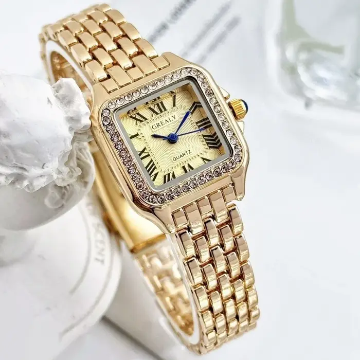 Montres de luxe en strass pour femmes, montre-bracelet à Quartz carrée, Simple, horloge pour dames