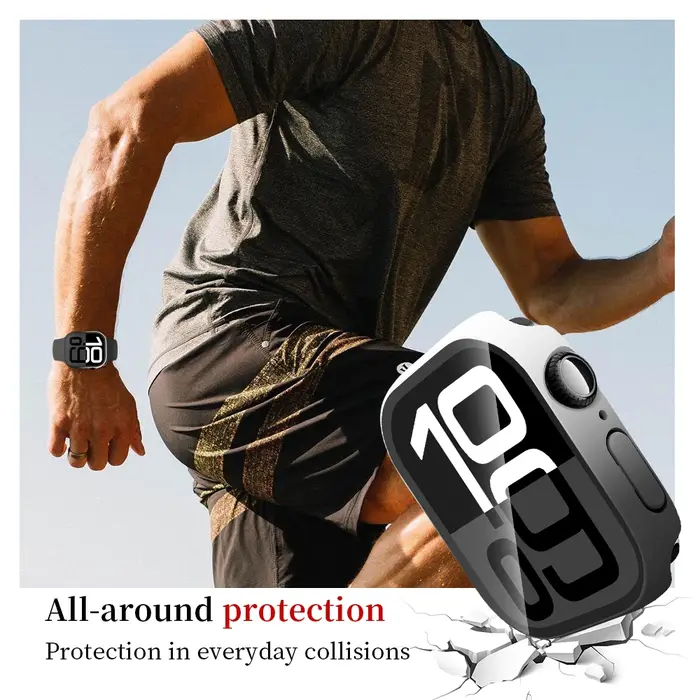 Verre trempé + étui pour Apple Watch 40mm 41mm 42mm 44mm 45mm 46mm protecteur d'écran housse de protection PC iWatch 10 8 7 9 6 SE 5 4