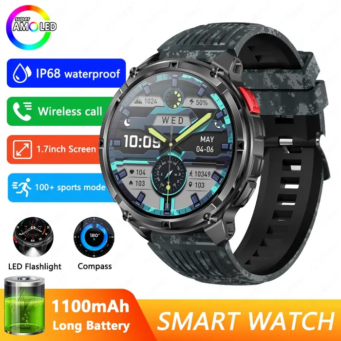 2026 nouveau T-Rex3 Pro 1100mAh batterie montre intelligente GPS chemin 5ATM étanche sport course tracker extérieur boussole militaire Smartwatch