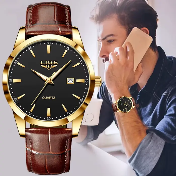 LIGE hommes montres haut de gamme de luxe militaire Montre à Quartz