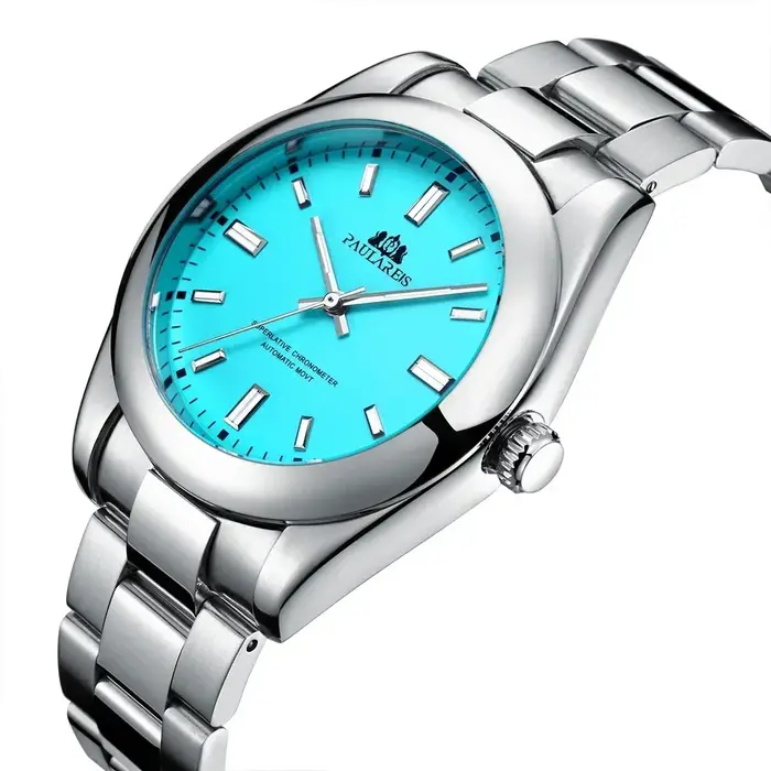 Montres automatiques pour hommes mécanique auto vent acier inoxydable luxe rouge jaune bleu vert arc-en-ciel 41mm Reloj Hombre Baratos