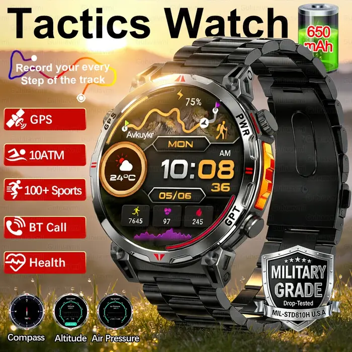Nouvelles montres connectées GPS de sport pour hommes 2026 avec boussole