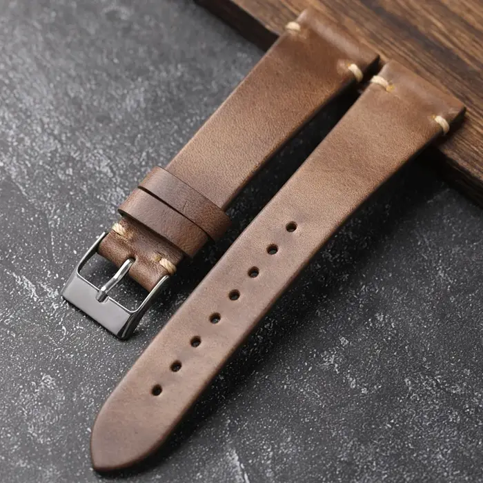 Horween-Bracelet de montre en cuir Dnomexcel fait à la main pour homme, bracelet mince, style vintag
