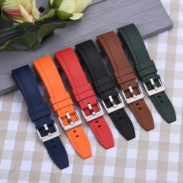 Bracelet de montre en caoutchouc FKM vulcanisé de qualité supérieure 18mm 19mm 20mm 21mm 22mm 23mm 24mm bracelets
