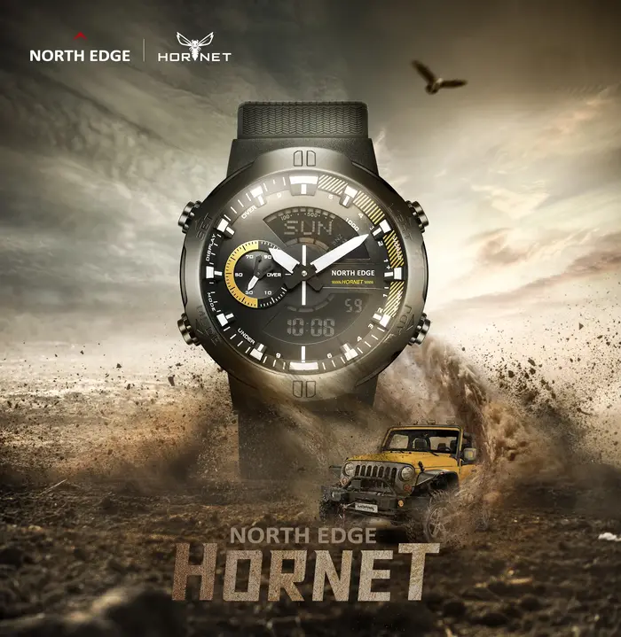 NORTH EDGE – montre connectée pour hommes, horloge mondiale, compte à rebours, chronomètre de vitess