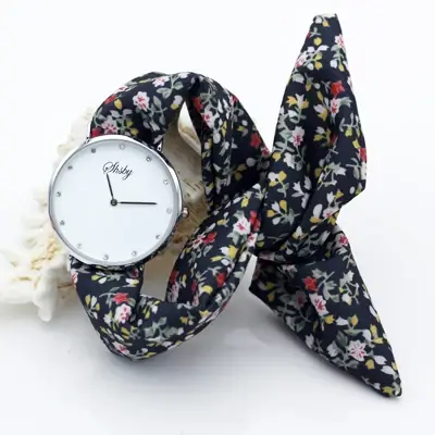 Shsby-Montre-bracelet fleurie pour femmes, bracelet en tissu argenté, de haute qualité, pour filles