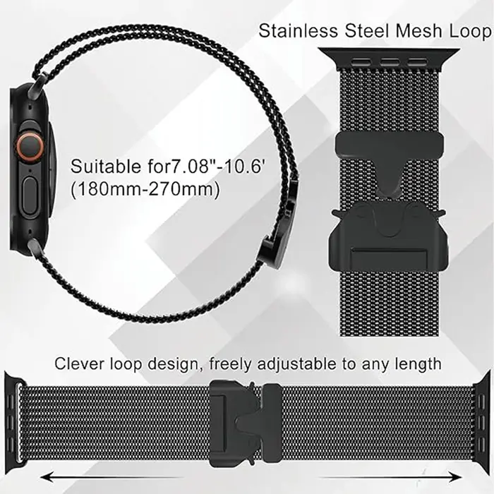 Bracelet en boucle milanaise en titane pour Apple Watch Ultra 2/3