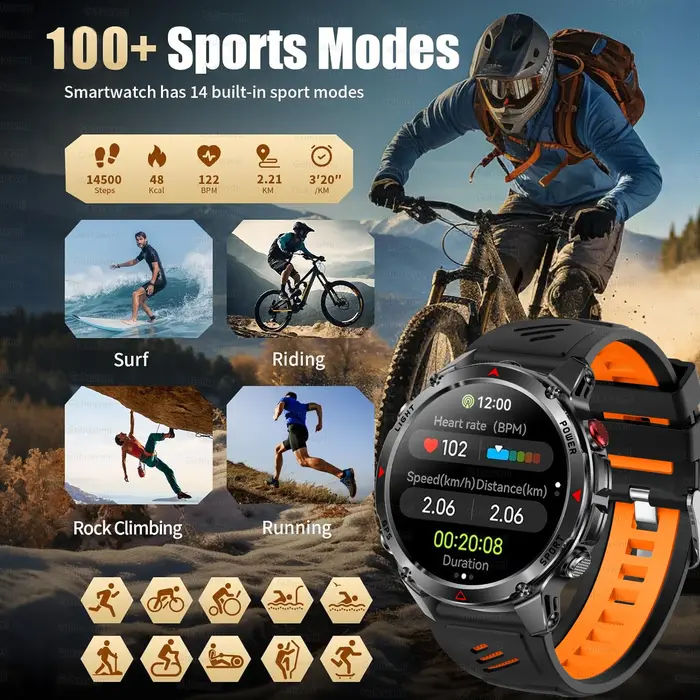Nouvelle Montre Connectée Sportive Professionnelle GPS 2025 pour Hommes – Suivi GPS Course et Cyclisme en Extérieur, Boussole, Altimètre, Étanchéité 3ATM, Bracelets Sportifs