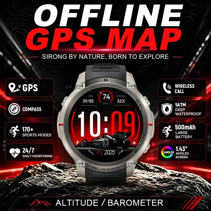 Montre connectée GPS LIGE pour extérieur