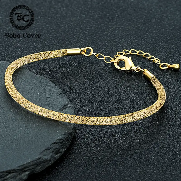 Bracelet ajustable en maille de cristal tendance pour hommes et femmes