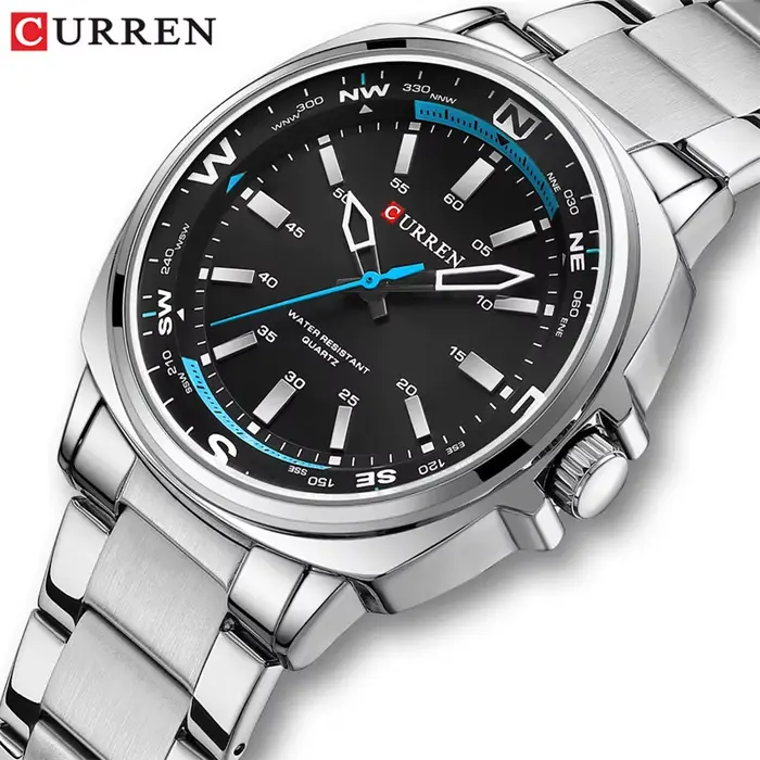 CURREN 8455 montre à Quartz de mode pour hommes affaires bracelet en acier inoxydable veilleuse étanche