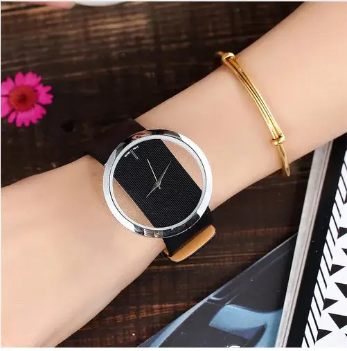 Montre de luxe avec bracelet en cuir Transparent pour femmes