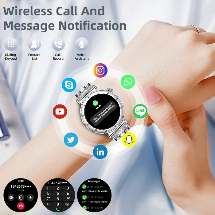 Montre connectée pour femmes 2026 Nouvelle mode Écran AMOLED Appel Bluetooth Cadrans personnalisés Surveillance de la