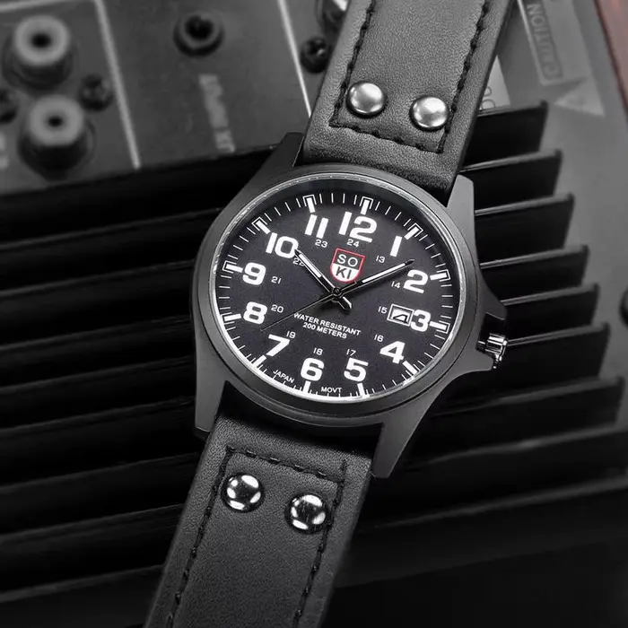 Offres spéciales montres pour hommes en cuir mat Quartz homme montre-bracelet Date calendrier montre décontractée