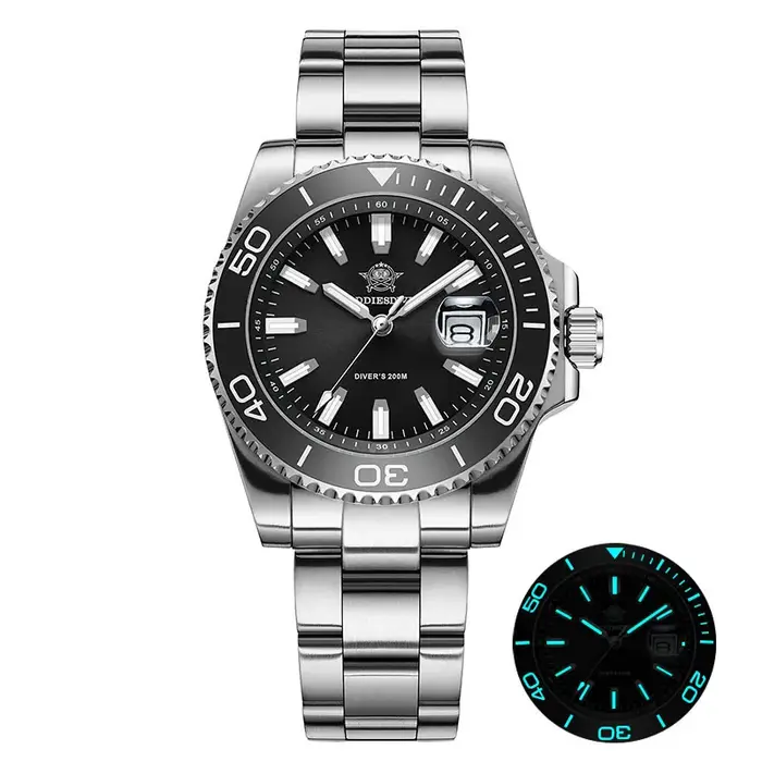 ADDIESDIVE nouvelle montre de plongée de luxe pour hommes AD2510 41mm BGW9 cadran en émail lumineux couronne à visser bracelet en acier inoxydable Durable