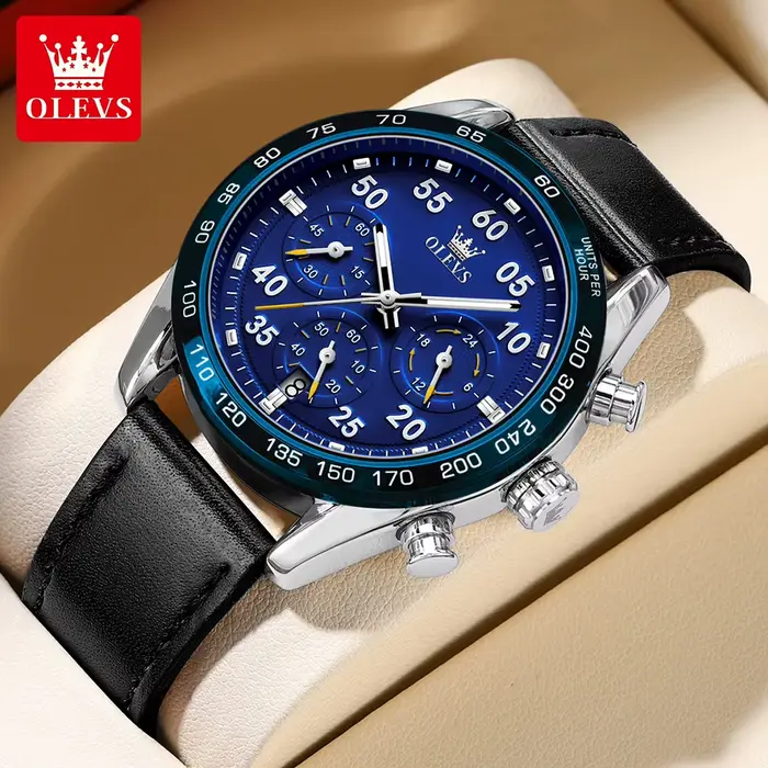OLEVS-Montre à quartz étanche en acier inoxydable pour homme, chronographe multifonctionnel, date, c