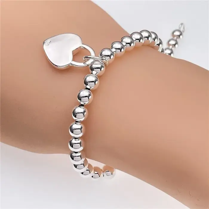 Bracelet à breloques en argent regardé 925 pour hommes et femmes
