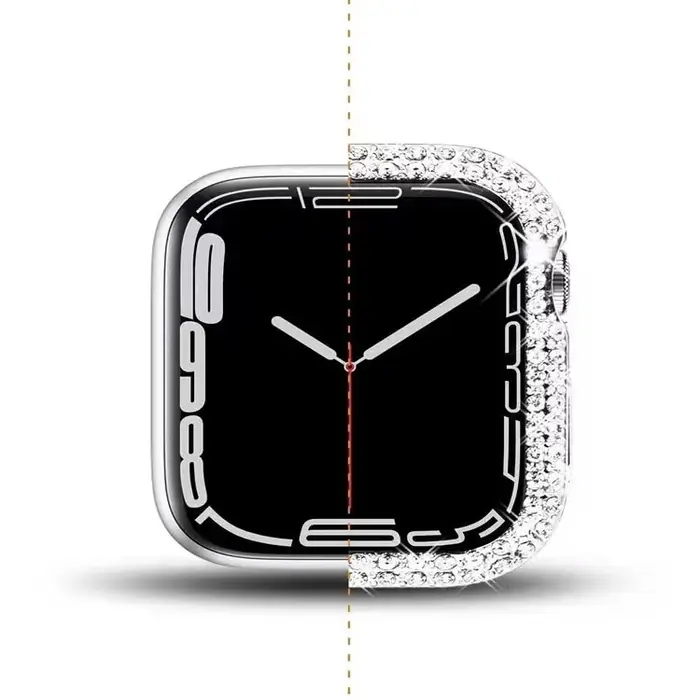 Étui en verre trempé avec film diamanté pour Apple Watch