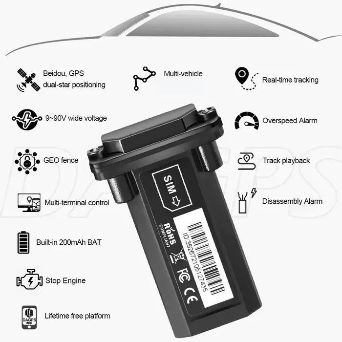 DAGPS T12 – traceur GPS étanche pour voiture 12-90V