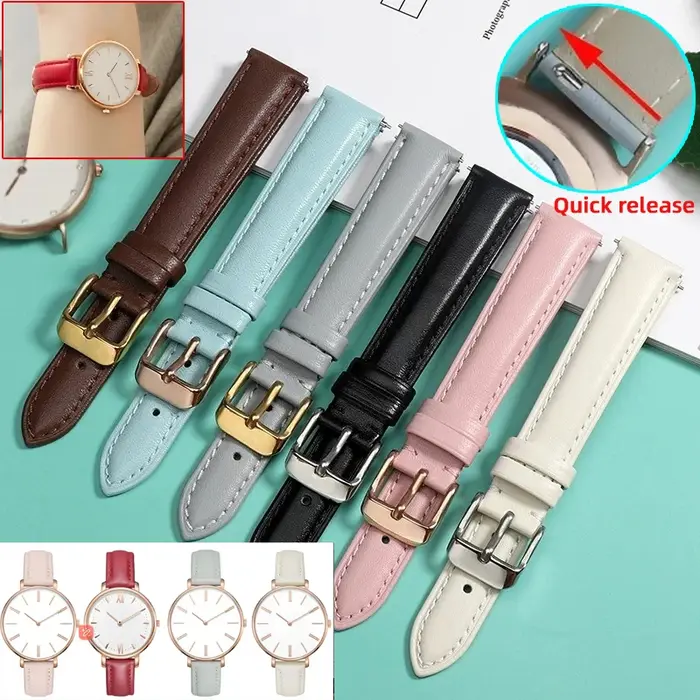Bracelet de montre de mode à dégagement rapide pour Casio Citizen Fossil DW bracelet 12mm 14mm 16mm 18 dames bleu rose rouge bracelet de montre en peau de vache souple