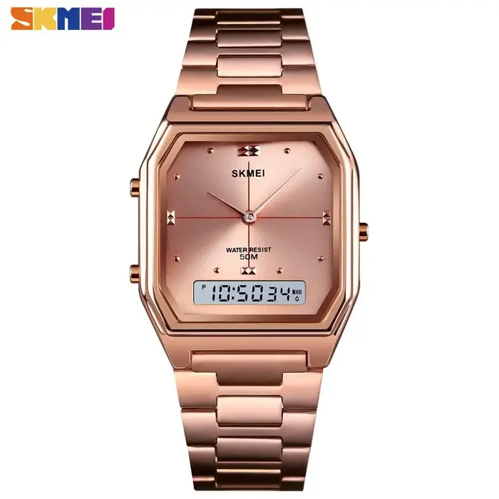 SKMEI mode 3 temps Chrono montre-bracelet électronique numérique pour hommes femmes Double affichage étanche Sport